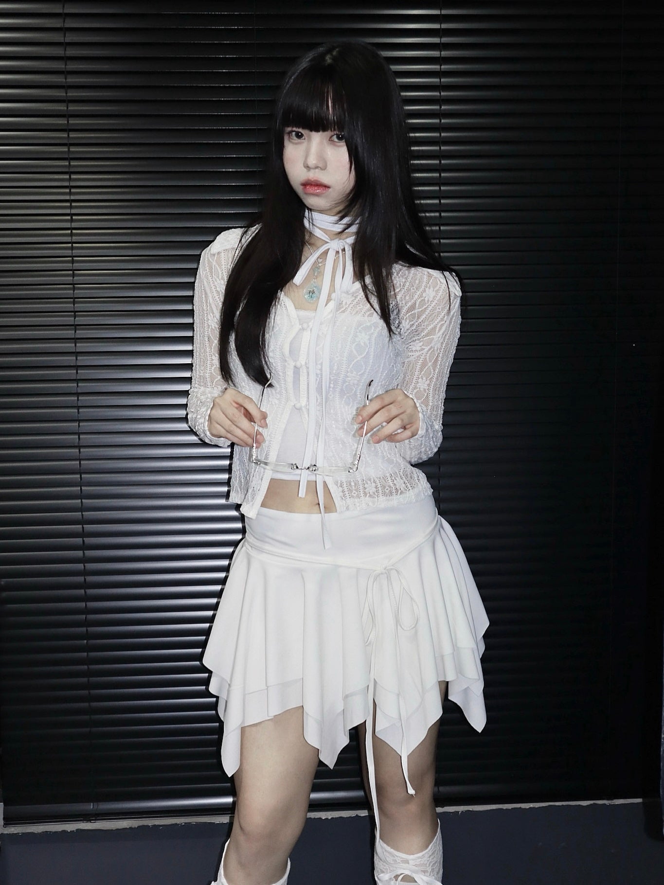 Flower pattern lace cardigan