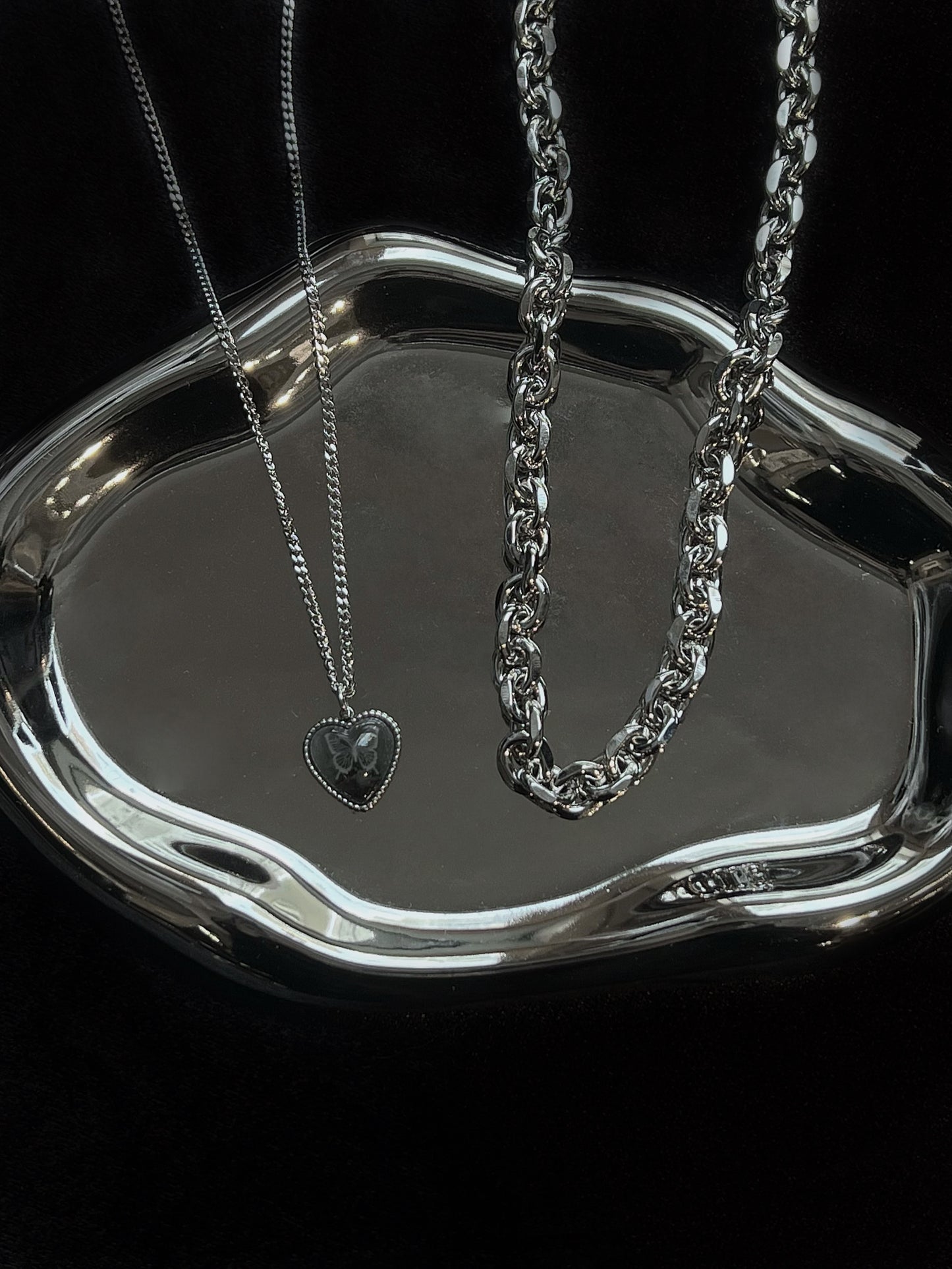 Dark butterfly heart shape necklace
