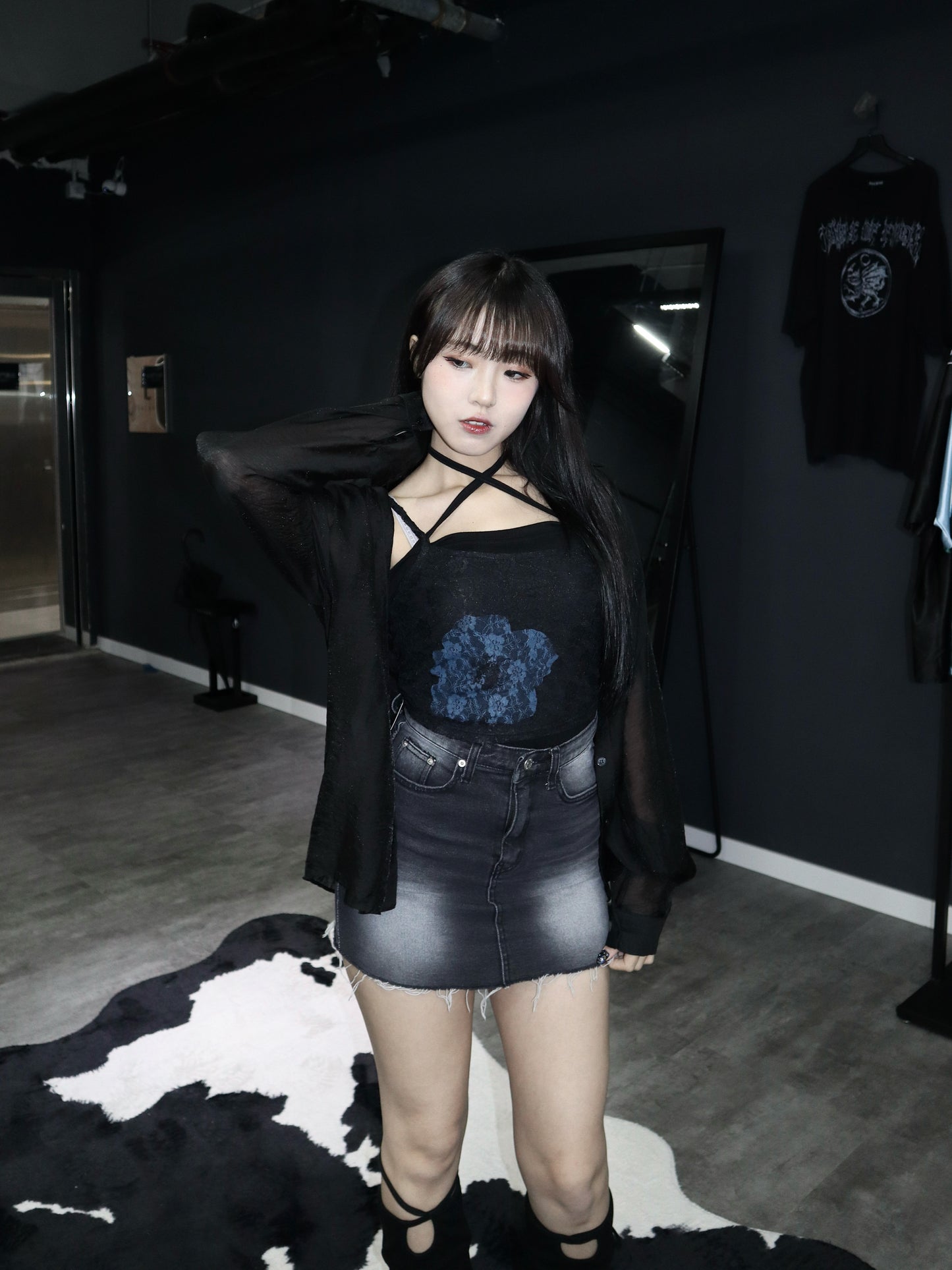 flower lace see through tank top