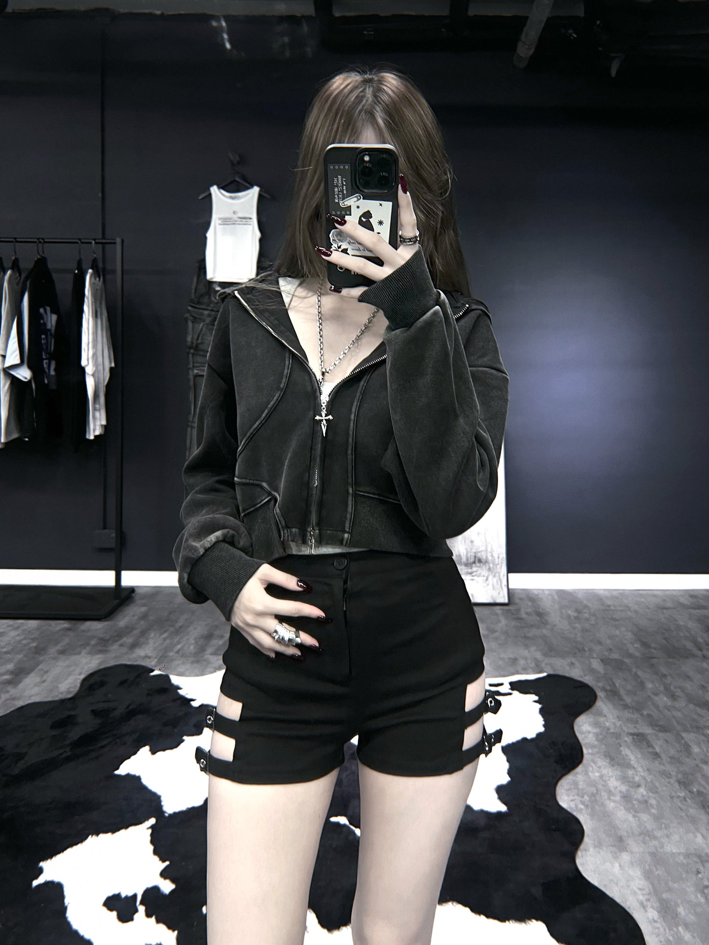 cross zipper slider hoodie zipup