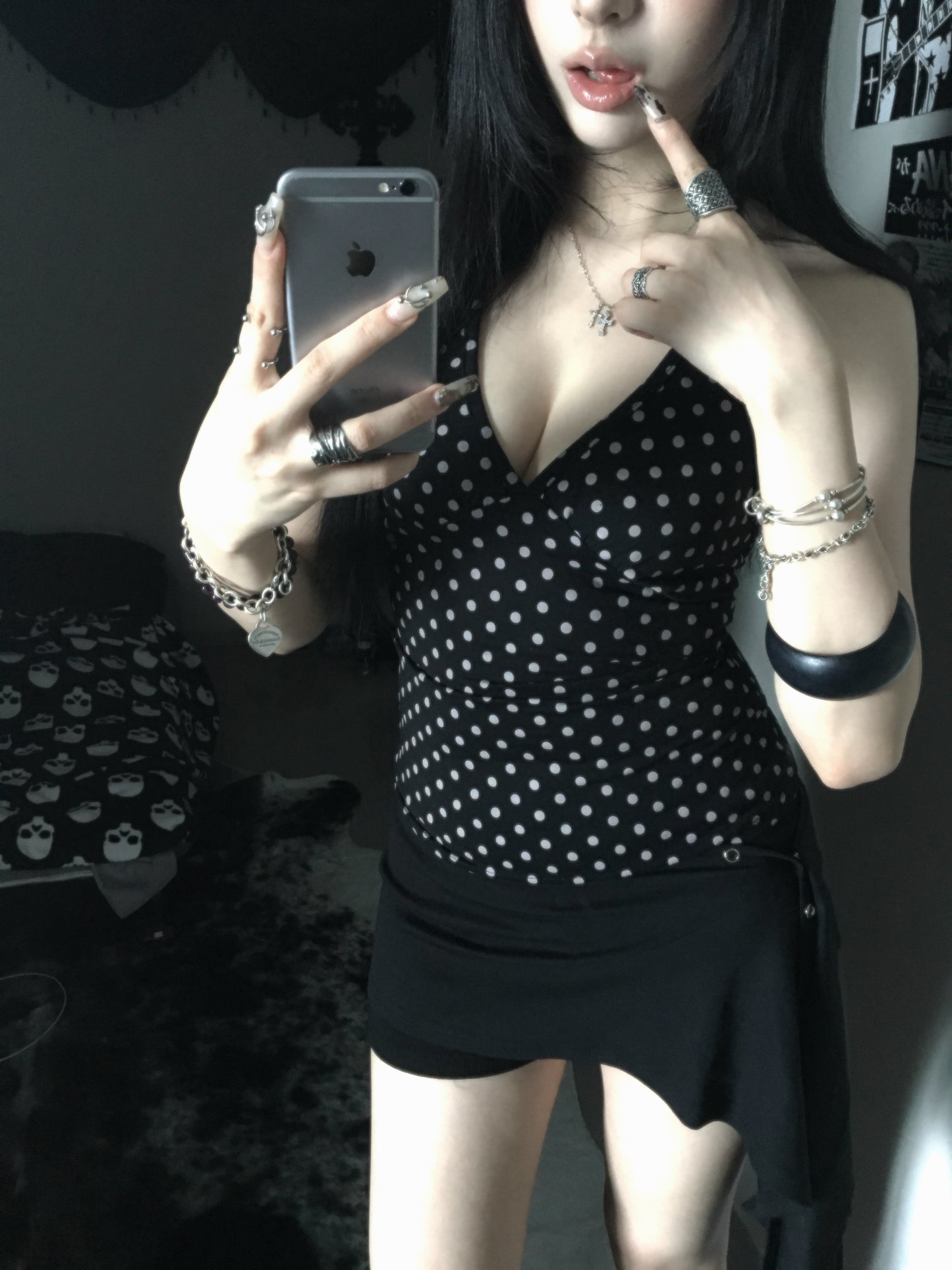 ‘Loved’ dot dot halter top