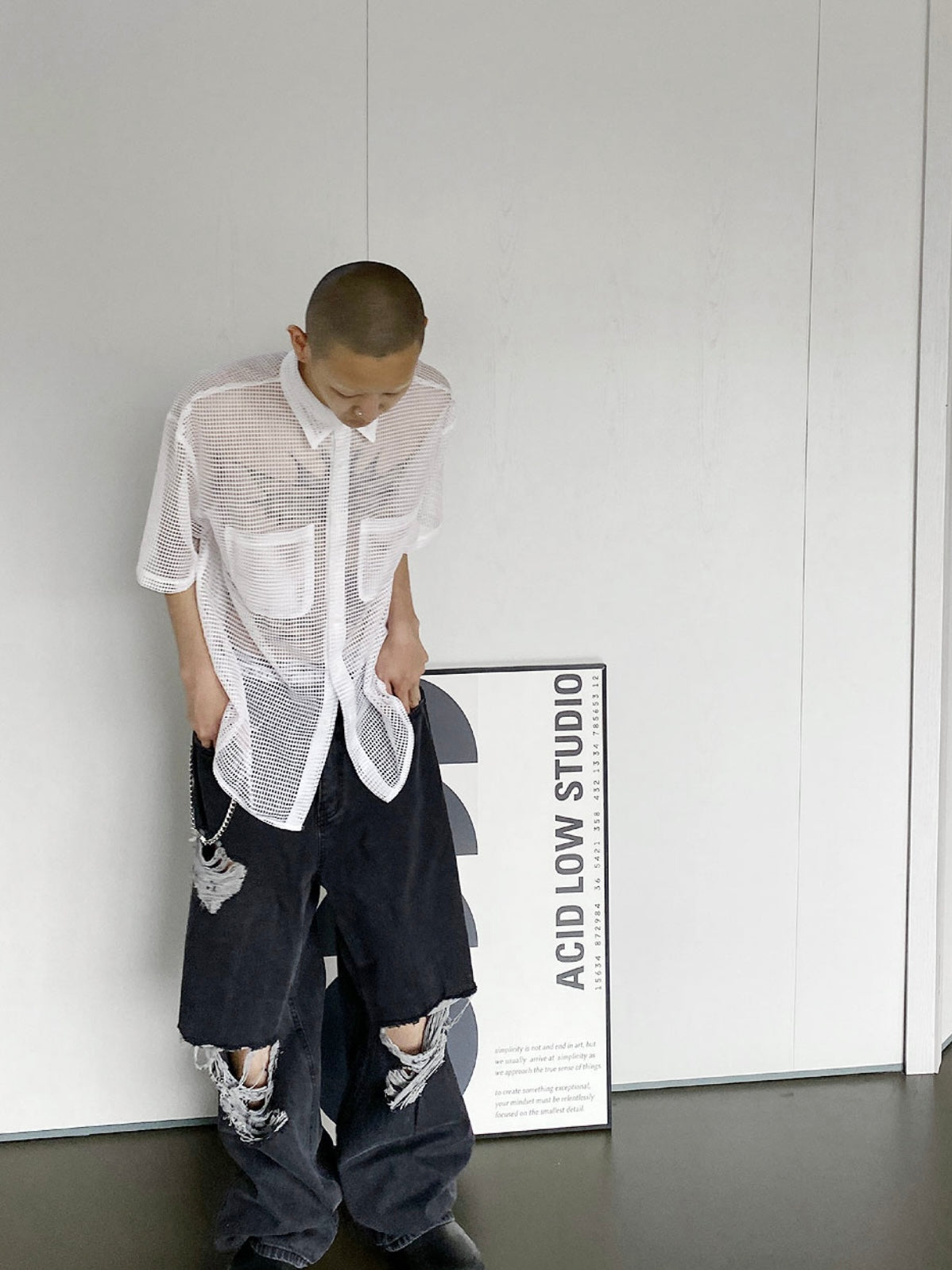 Net short sleeve shirt