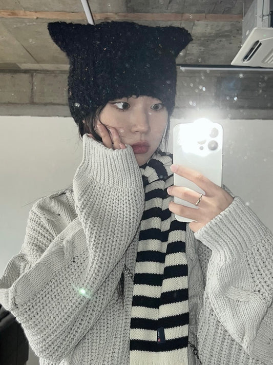 colour melange cat beanie