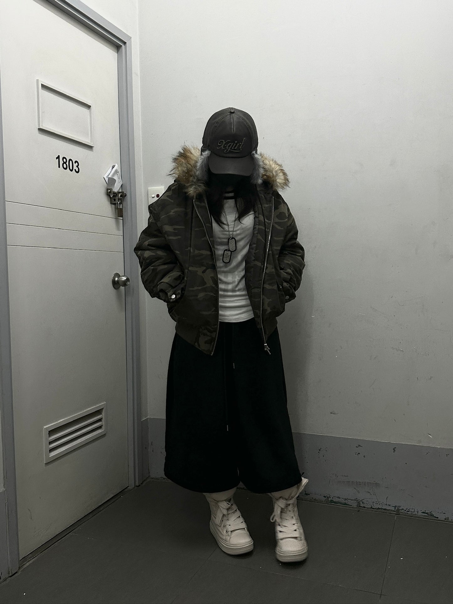 [ unisex ] 迷彩卜卜毛領外套