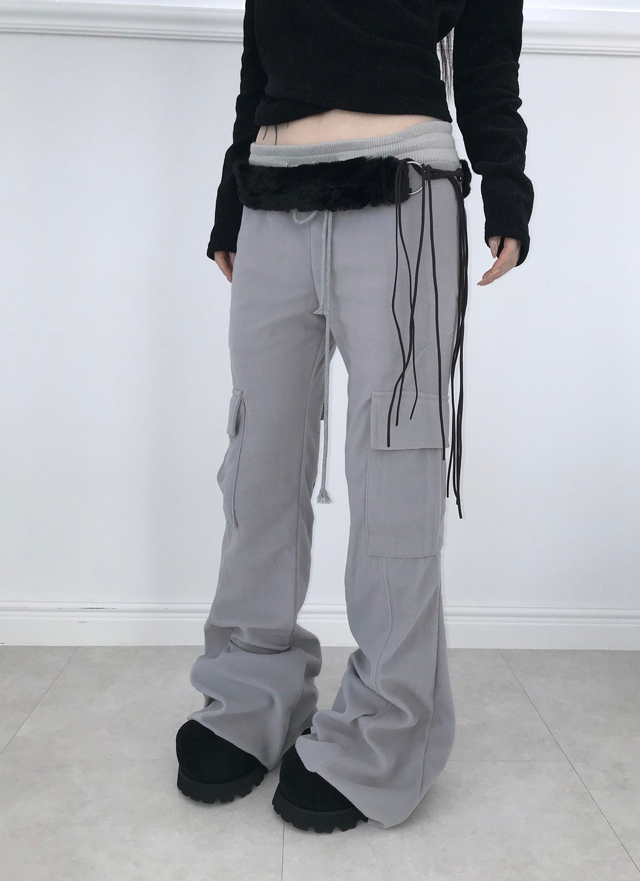 404 cargo bell-bottom pants