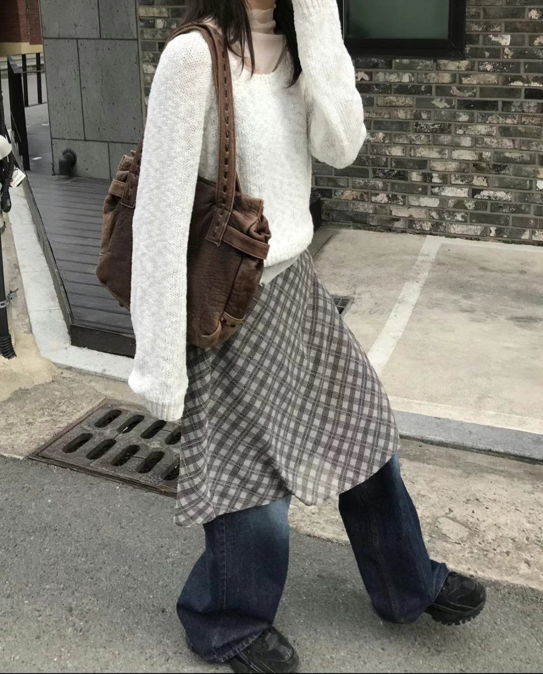 NANA checker midi skirt