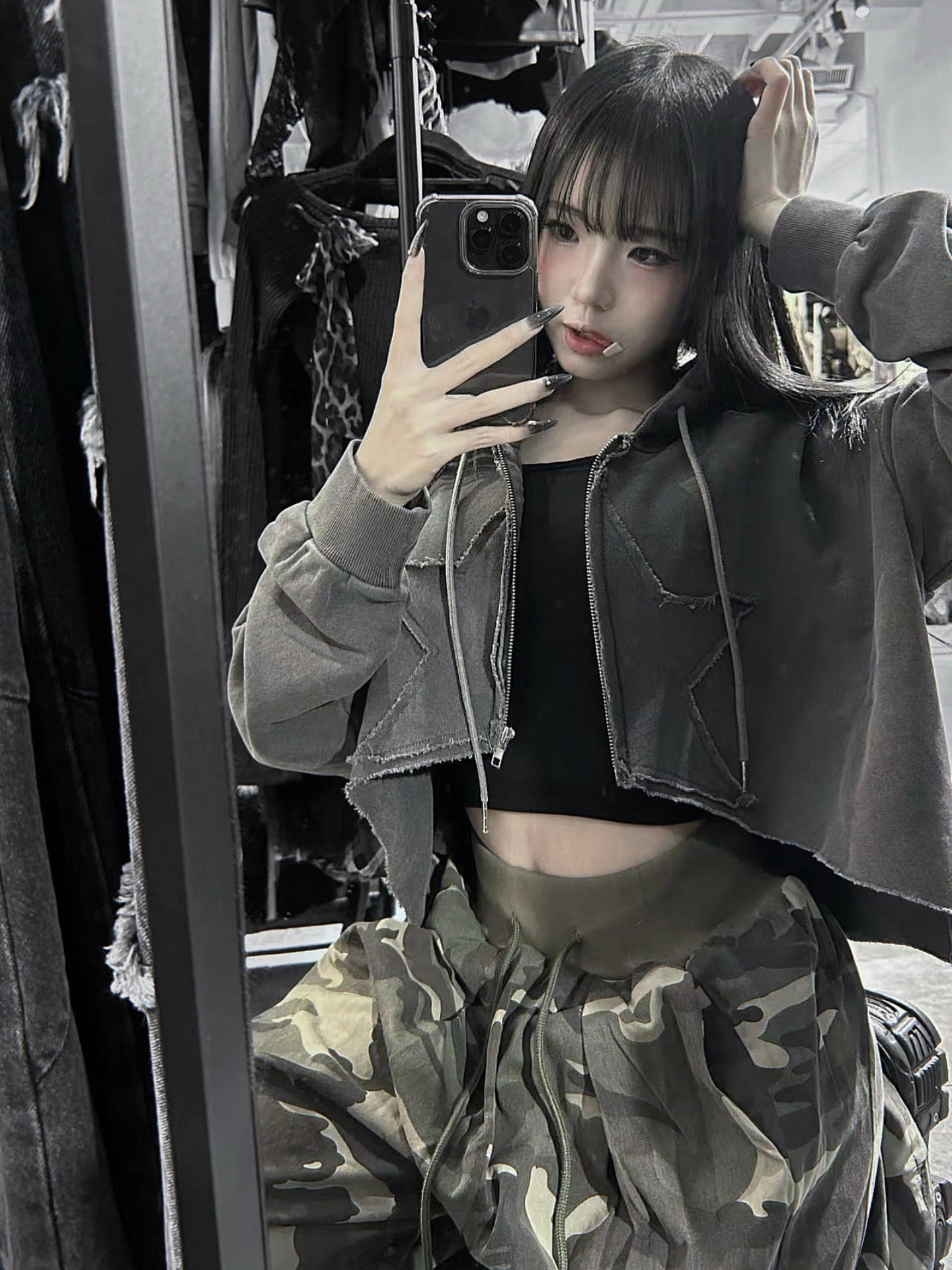 Big star cropped hoodie zip up