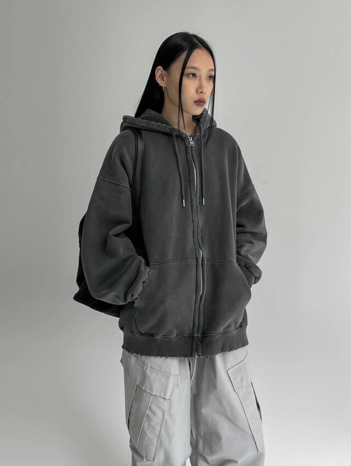 秋冬再上架[unisex] Vintage dying hoodie zipup