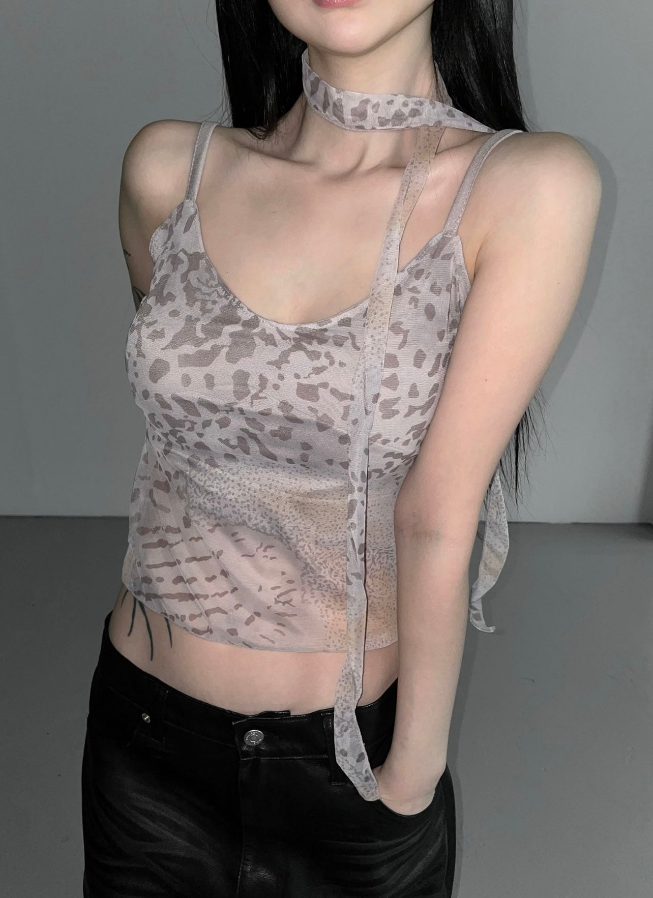 mix leopard set top