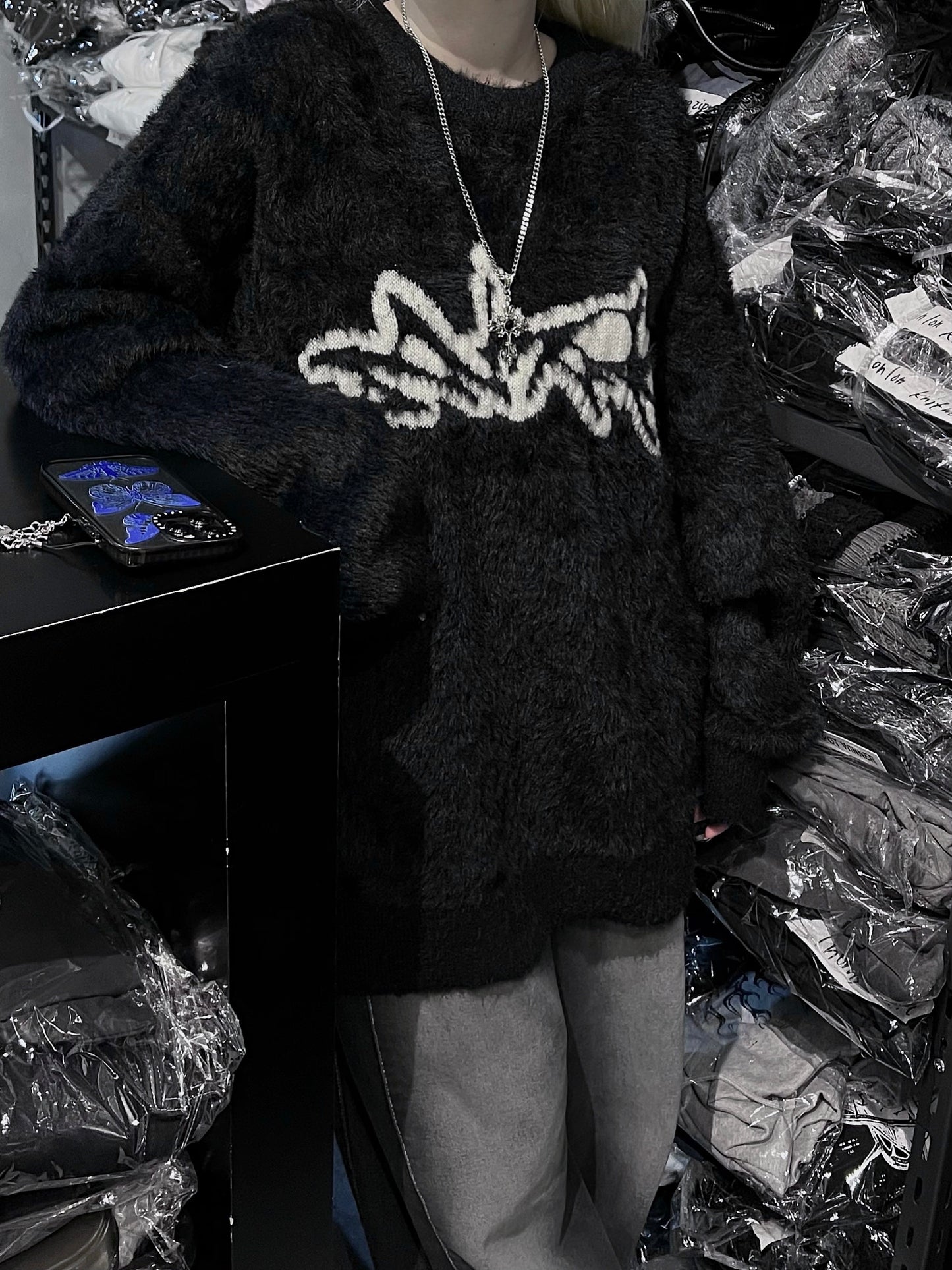 [unisex] Oversized faux fur sweatshirt