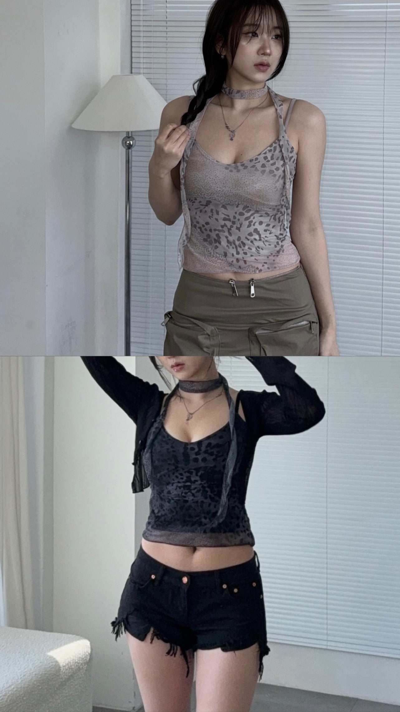 mix leopard set top