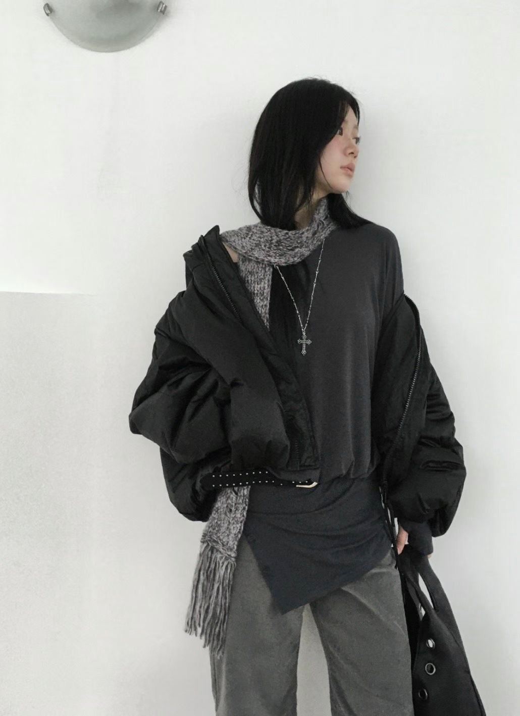 Melange knit mini scarf