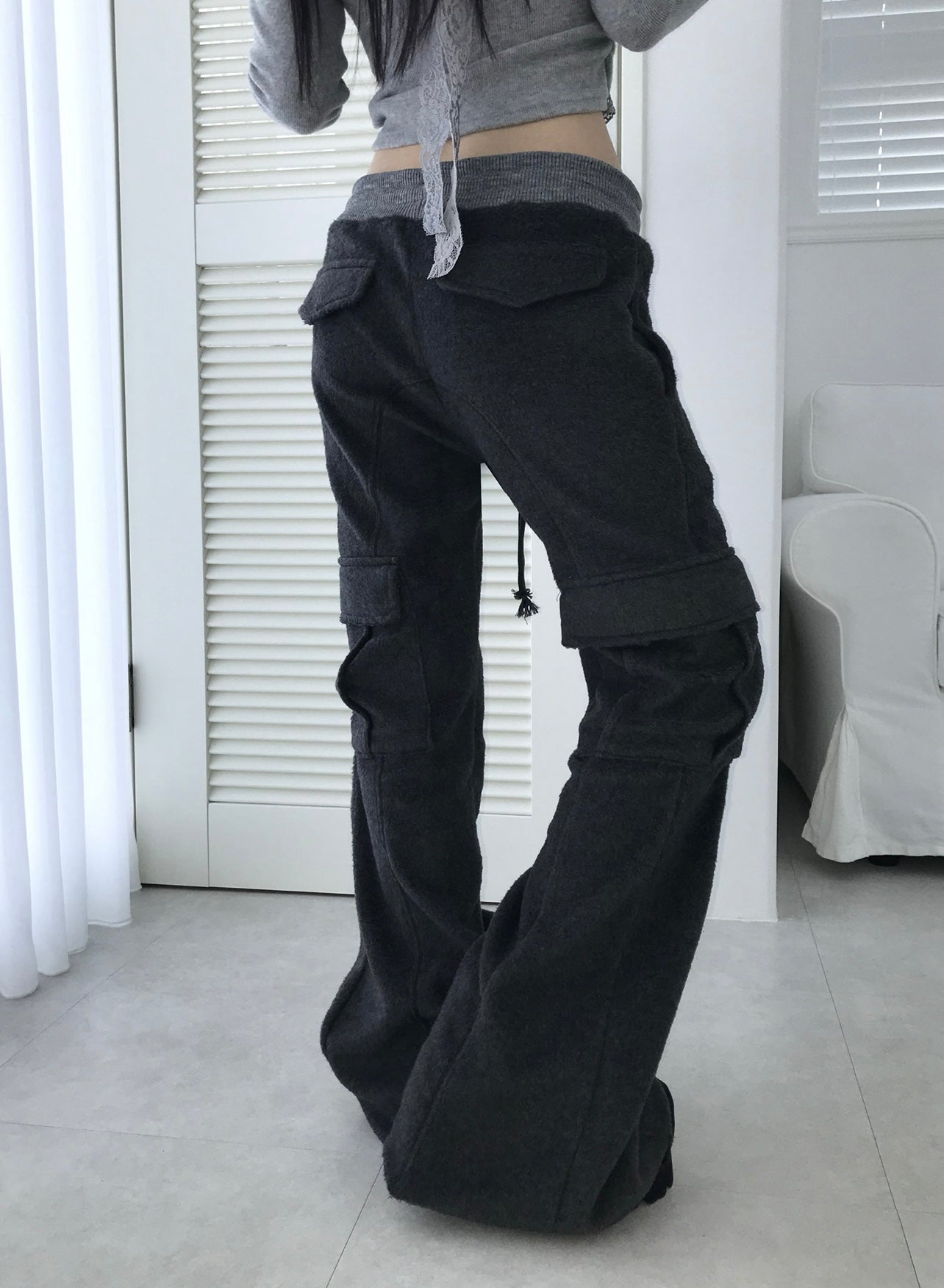 404 cargo bell-bottom pants