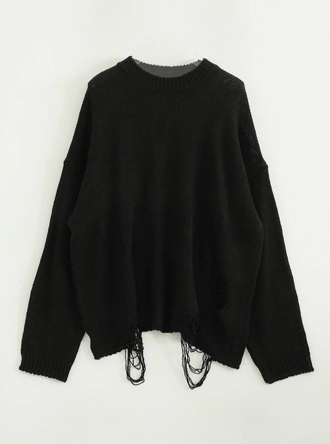 [unisex] 個性爛爛下擺針織上衣