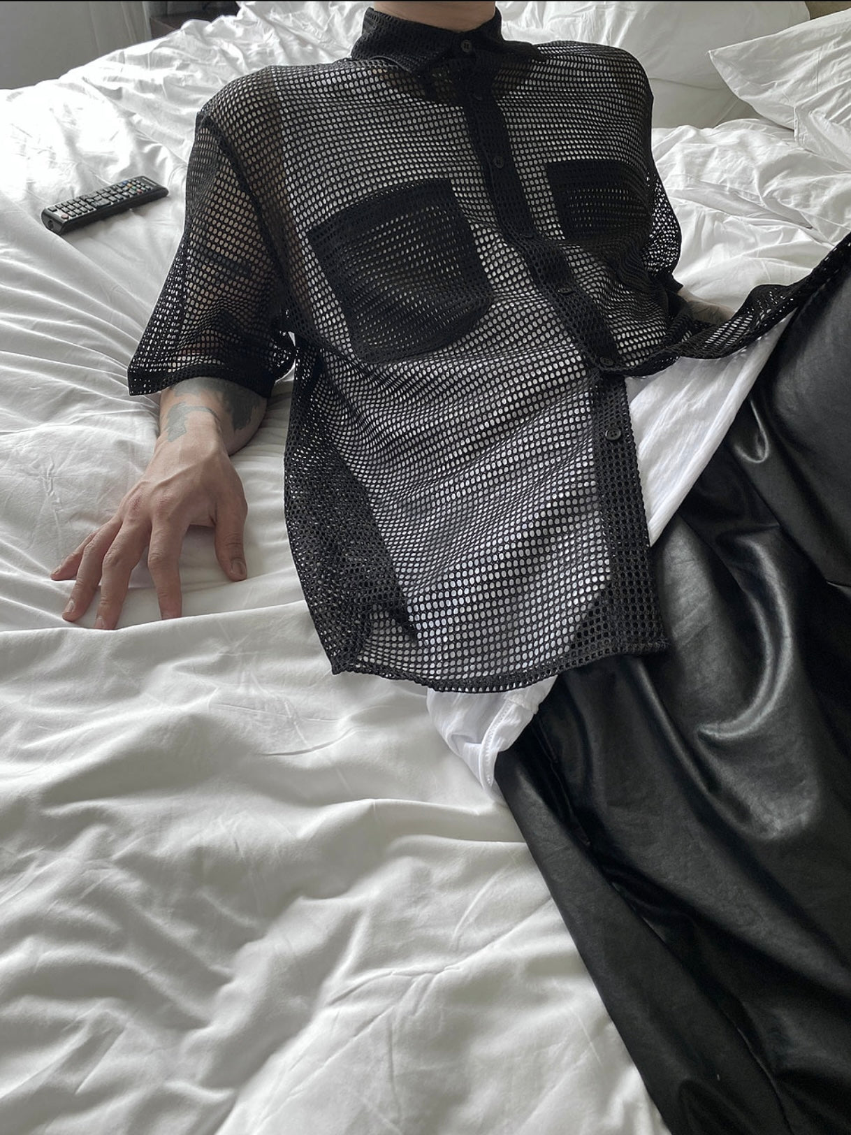 Net short sleeve shirt