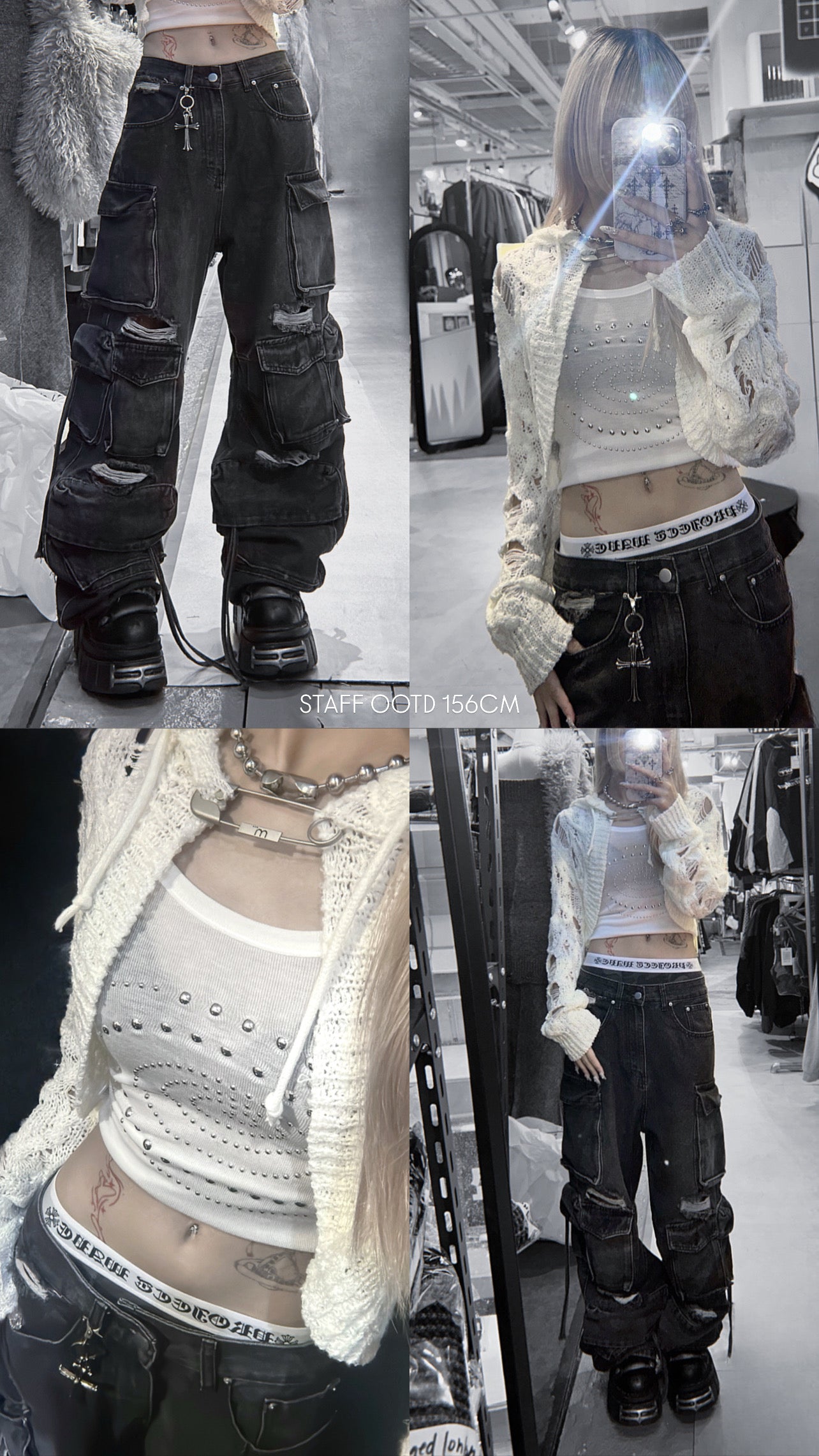 huge pin cropped damaged knitwear
