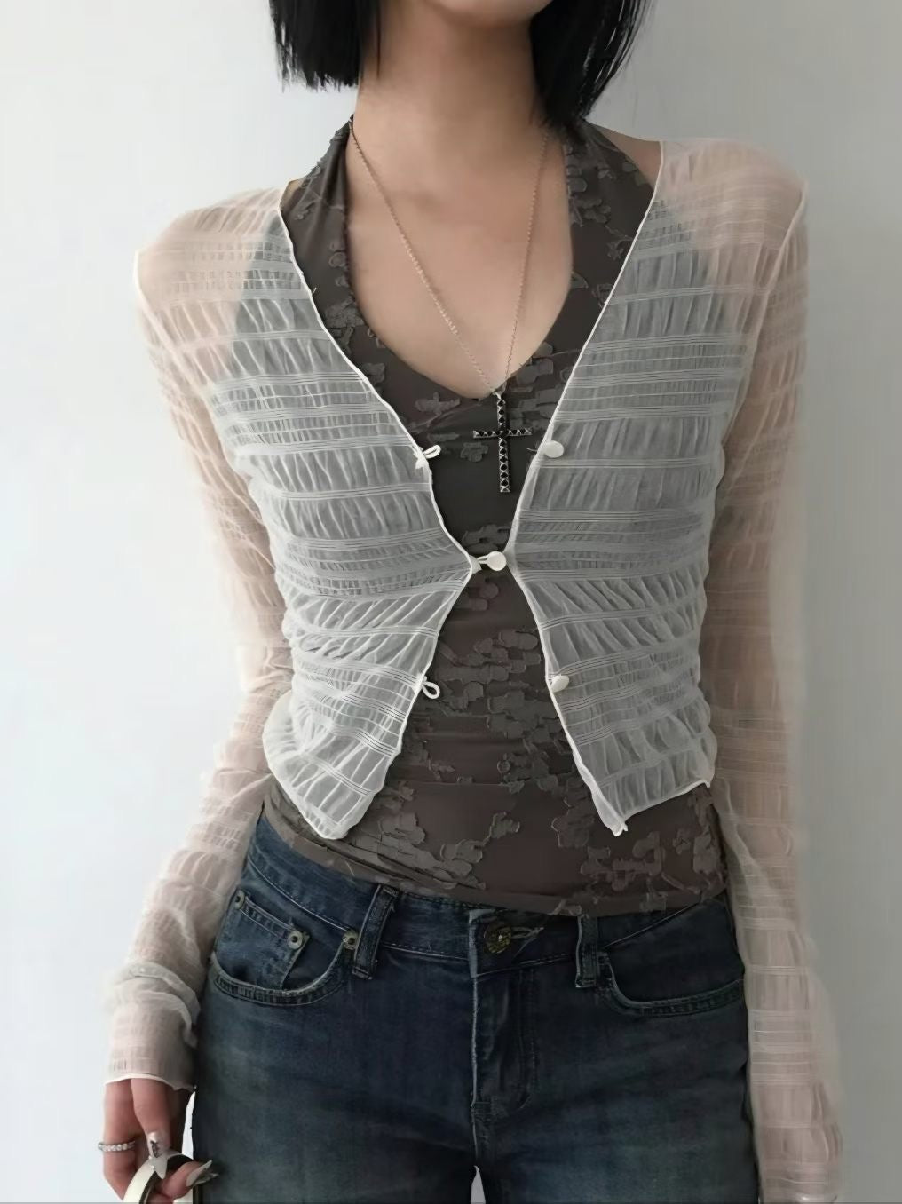 OWA OWA see through cardigan