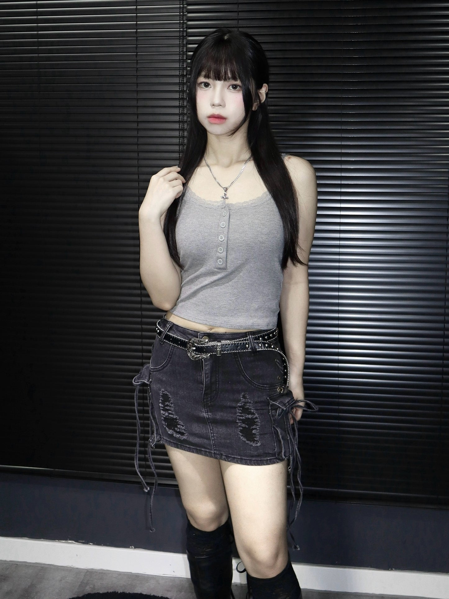 Casual lace tank top [with padding]