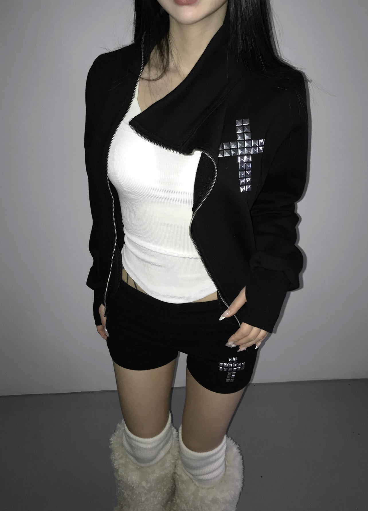 Metal cross zipper jk