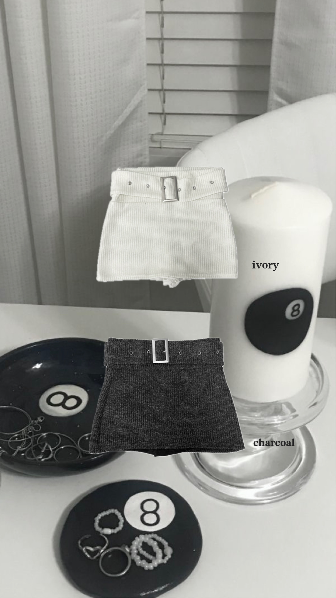 Cream belt skirt