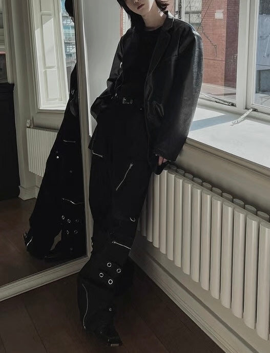 [unisex] metal ring adjustable jeans