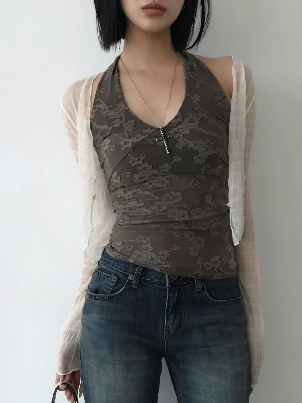 OWA OWA see through cardigan