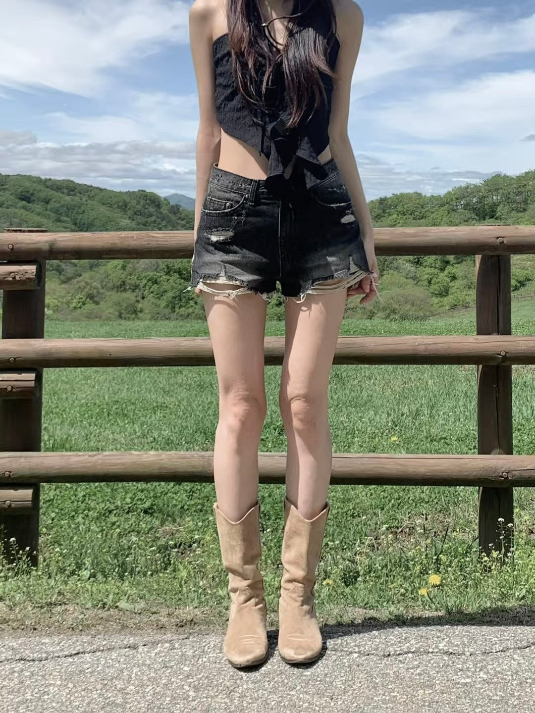 [ Karina同款🩶 ] Karina denim shorts