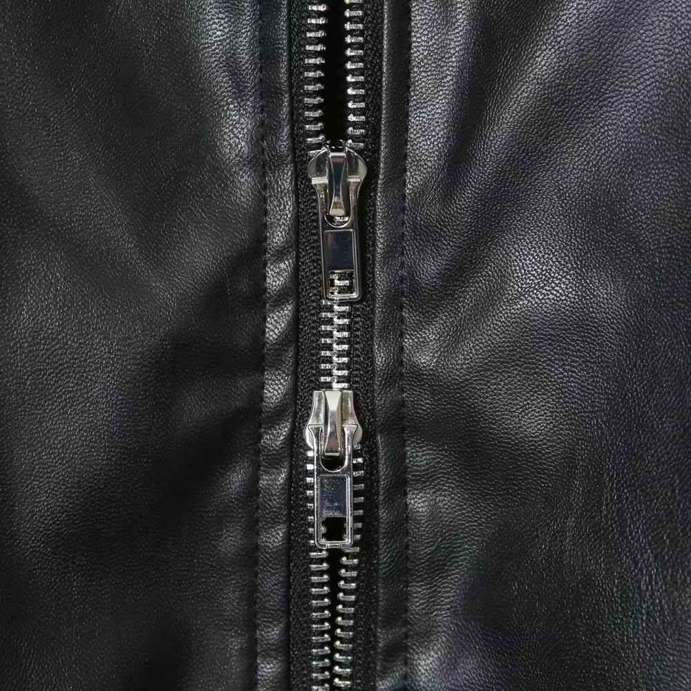 [unisex] 拉鍊機車款皮外套