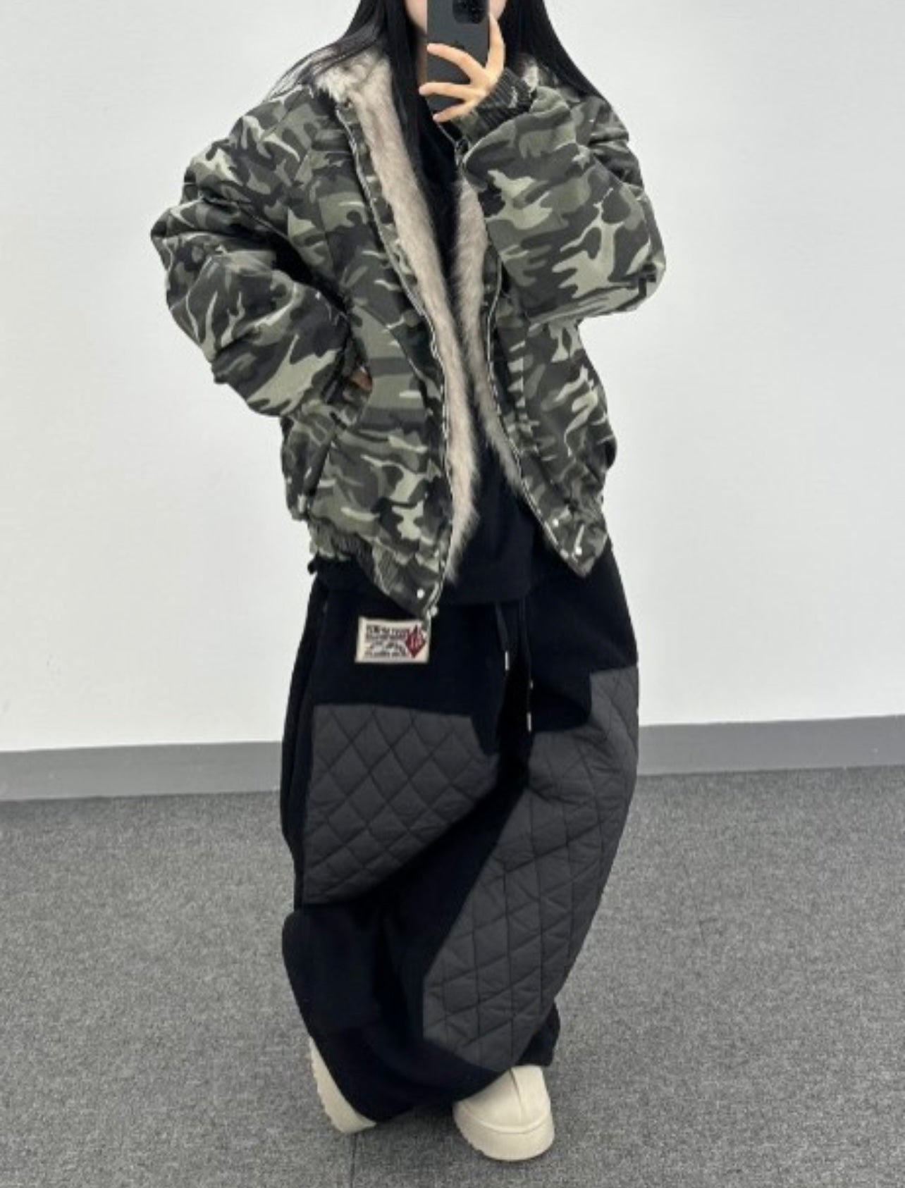 [ unisex ] 毛茸茸拼布褲