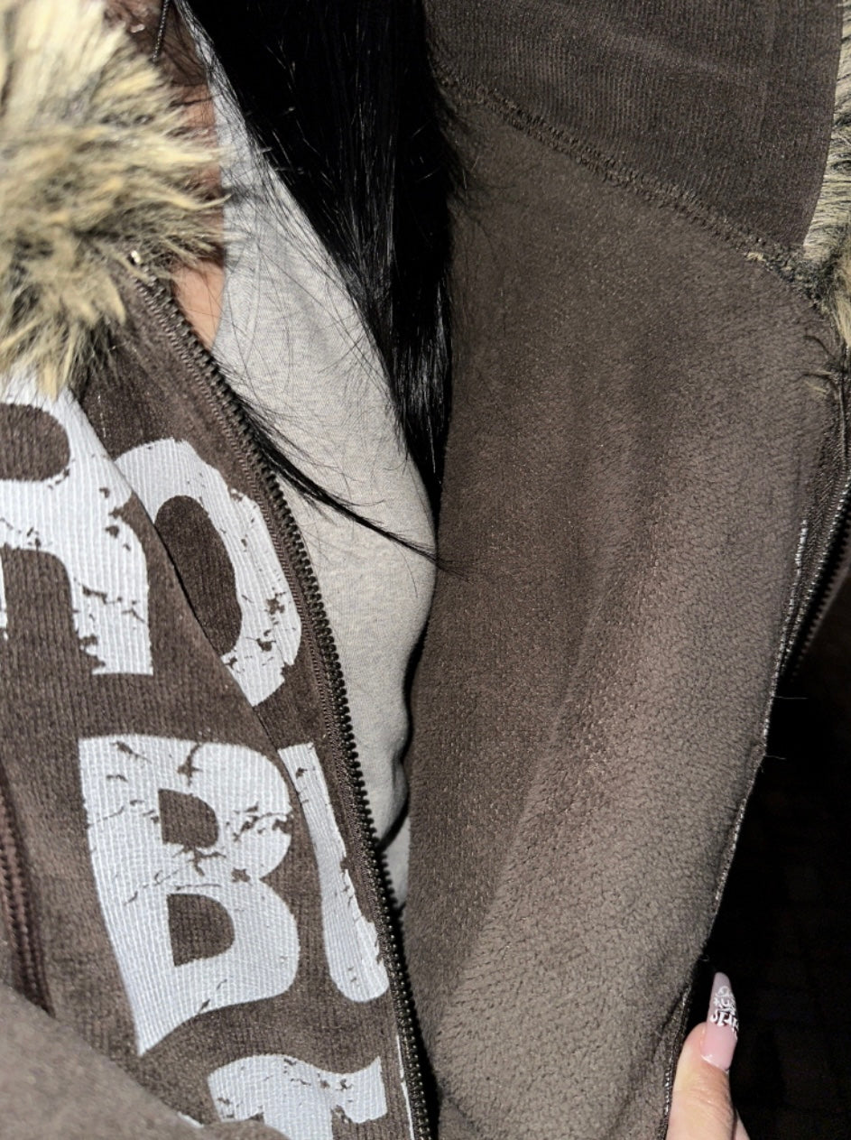 B.B.S.L fur corduroy hoodie zipup