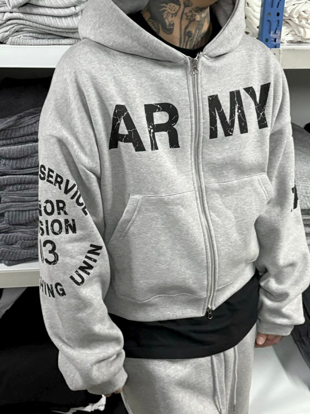 ‘ARMY’ hoodie zip up