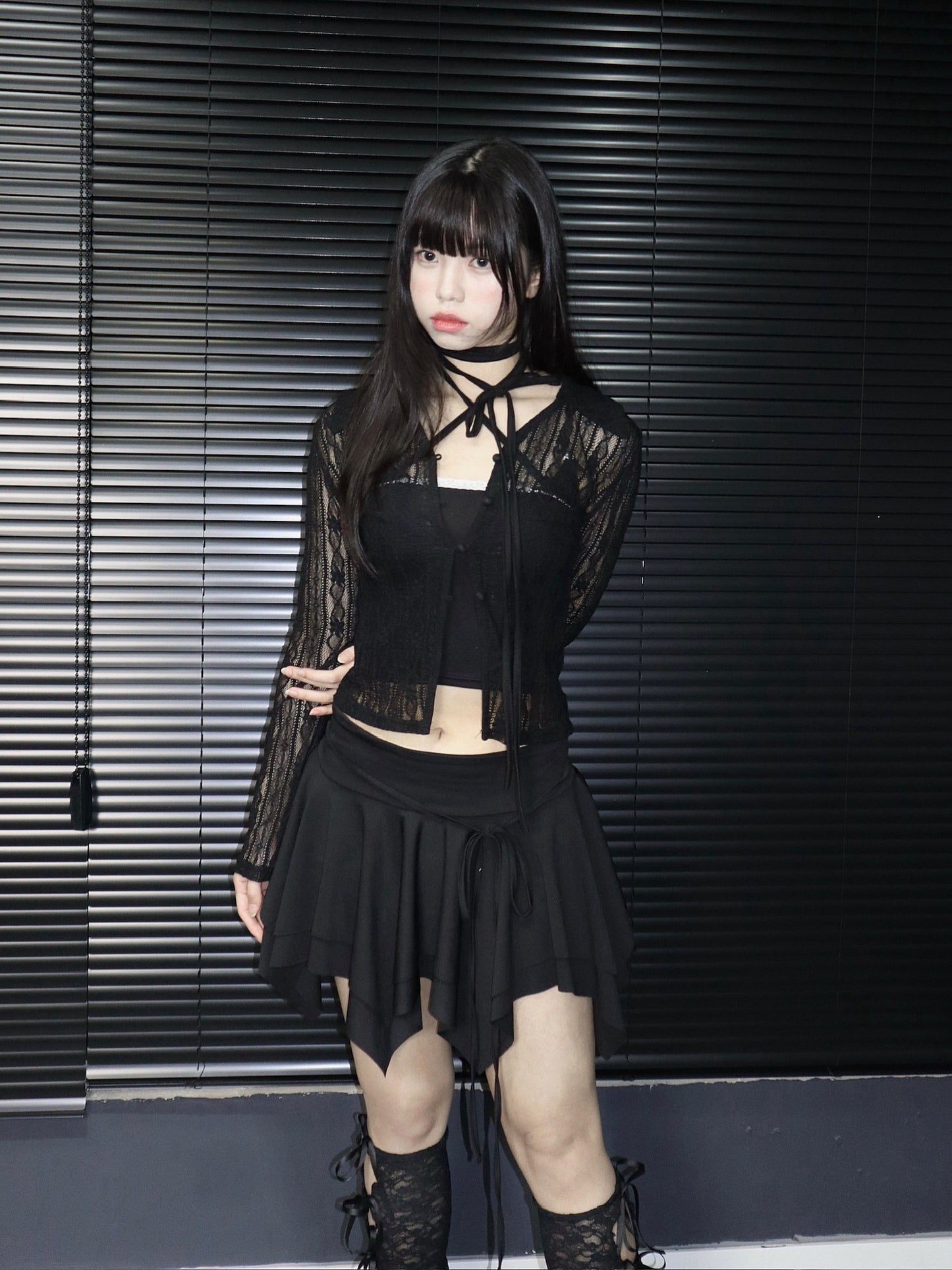 Flower pattern lace cardigan