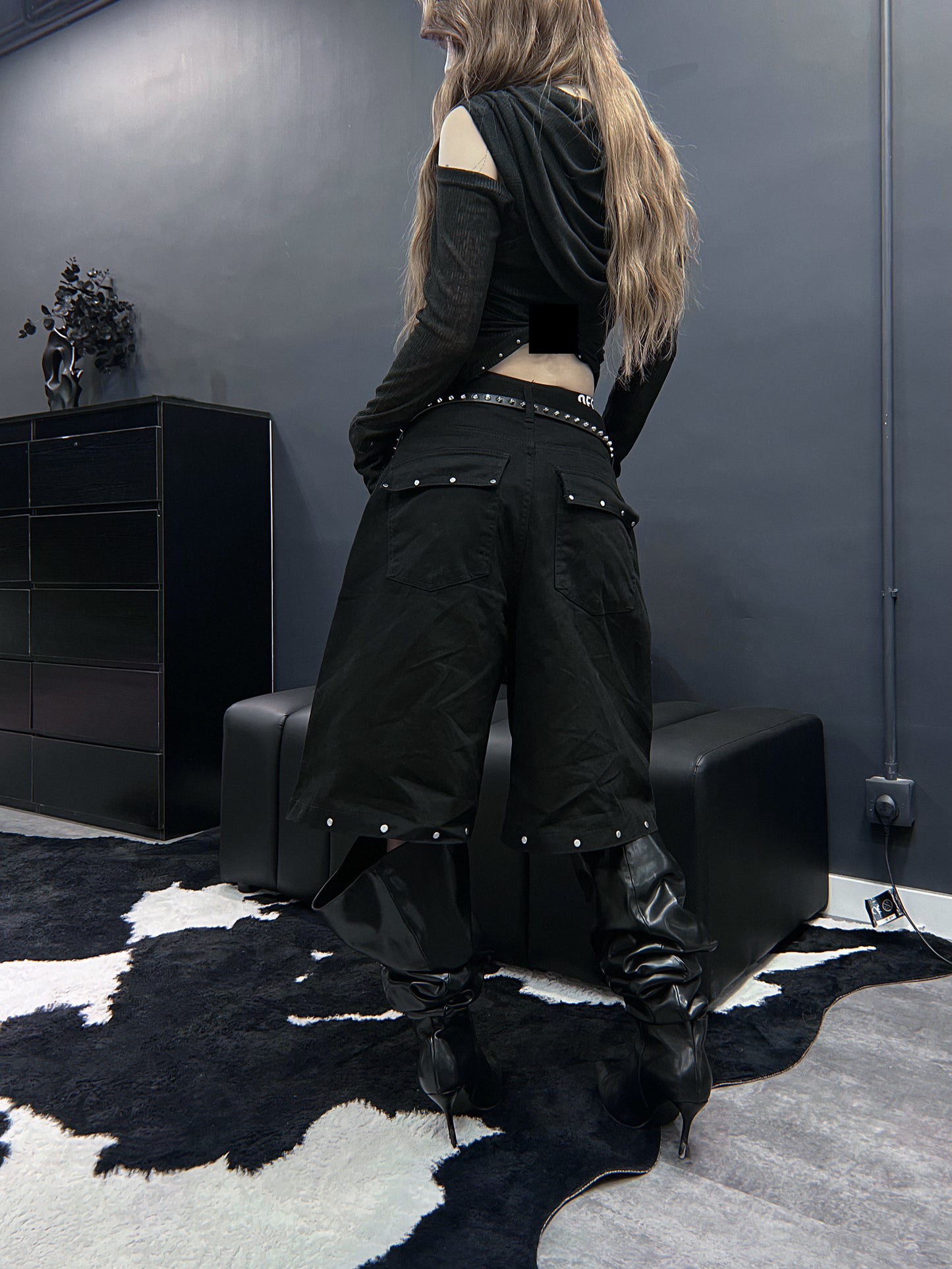 Jorts with rivets