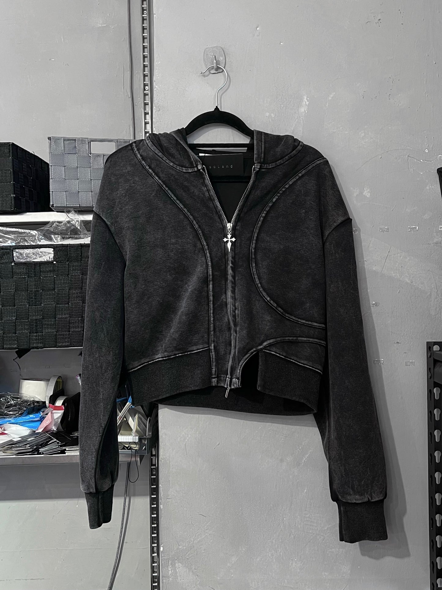 cross zipper slider hoodie zipup