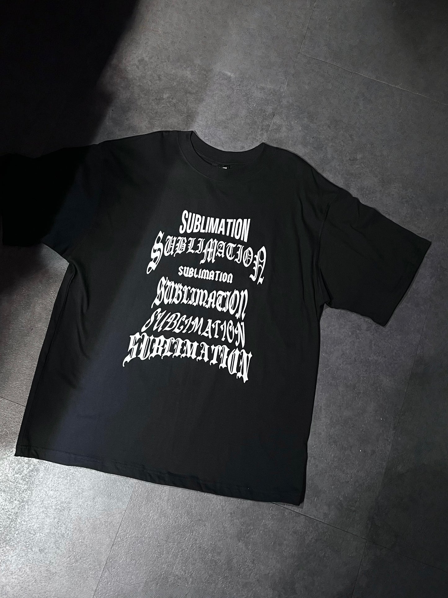 different ’sublimation’ font tee