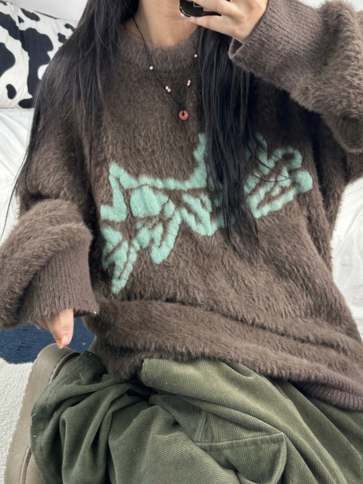 [unisex] Oversized faux fur sweatshirt