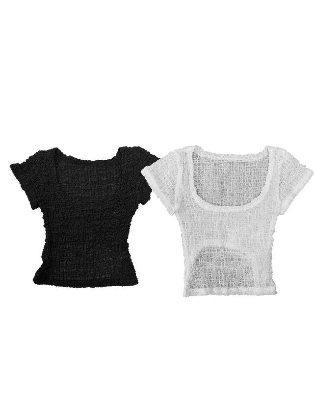 Back open strap wrinkle top