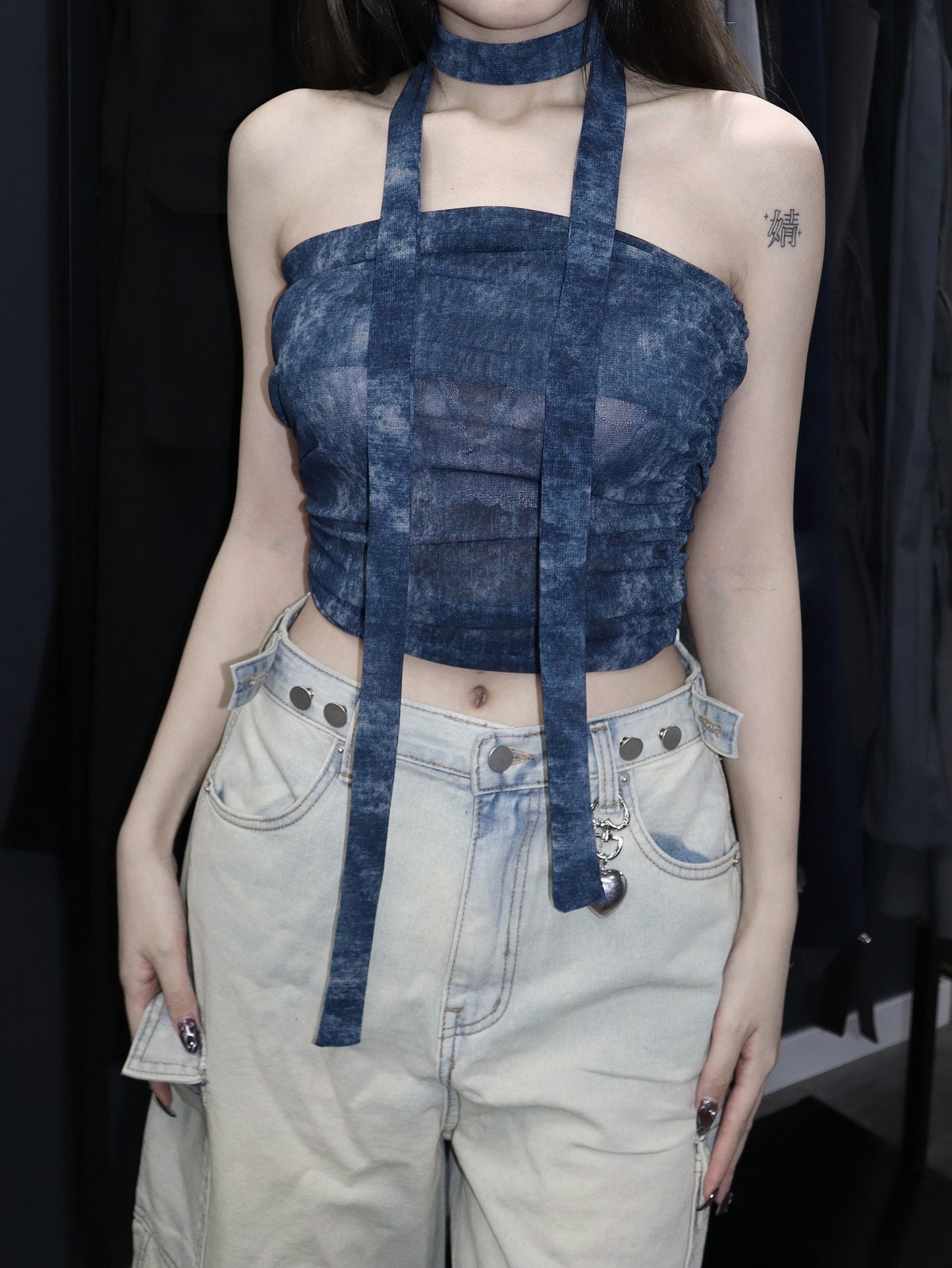 Tie dye tube top with muffler